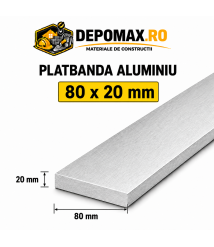Platbanda aluminiu 80 x 20 mm, 6 metri (EN-AW 6060) Platbanda aluminiu 80 x 20 mm, 6 metri (EN-AW 6060)